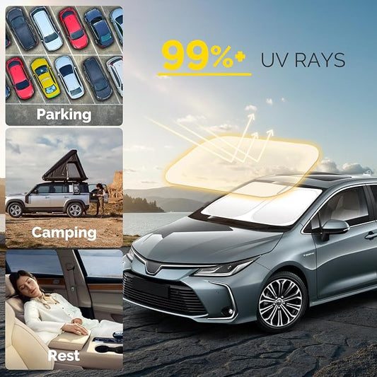 Car Windshield Sun Shade Compatible with 2020 2021 2022 2023 2024 2025 2026 Toyota Corolla Accessories Foldable Front Window Sunshade Custom Windshield Cover Sun Visor Block UV Rays