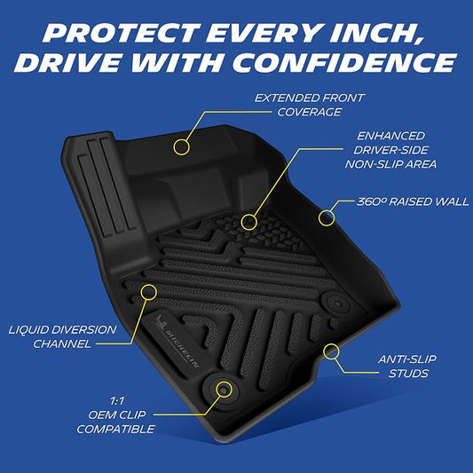 Michelin Vehicle Mats, All-Weather TPE Custom Fit Liner for 2015-2024 Ford Edge, Premier