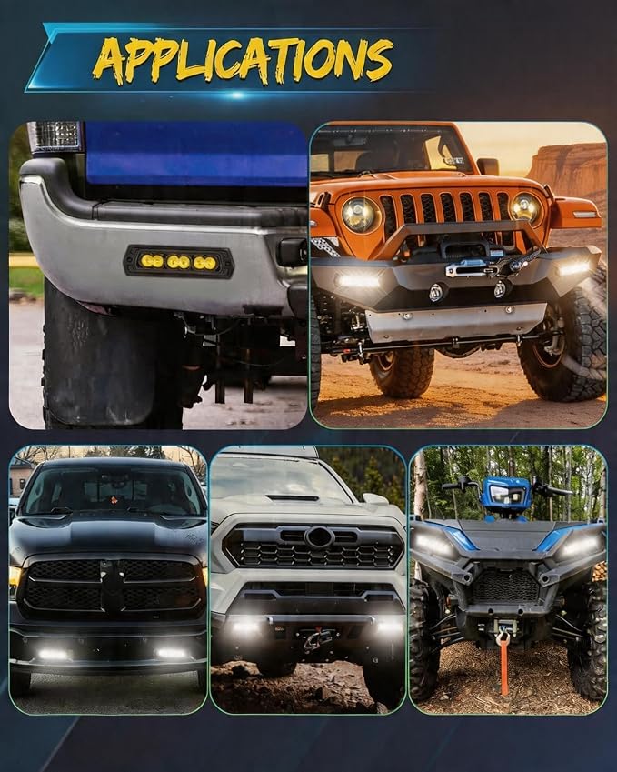 Flush Mount LED Pods LED Work Light Bumper Grill Mount Backup Reverse Light | Flush Mount Led Fog Light with Wiring Harness Kit Spot Beam Driving Backup Fog Lamp Off Road Light for Truck UTV ATV 4x4 Car
