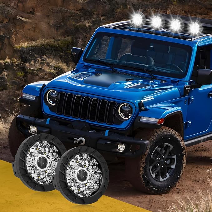 2PCS Round LED Pod Lights, Spot Flood Spot Combo Work Light Bars Fit for Pickup Truck Jeep ATV UTV SUV Boat (5IN 35W)