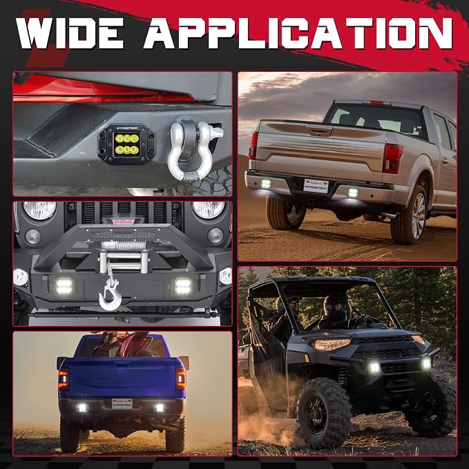 OFFROADTOWN Flush Mount LED Pods with Wiring Harness, 5'' 12,000LM CREE LED Driving Light Reverse Backup Lights Flush Light Bar Off Road Lights for Truck Pickup UTV ATV SUV Boat 4x4 Car