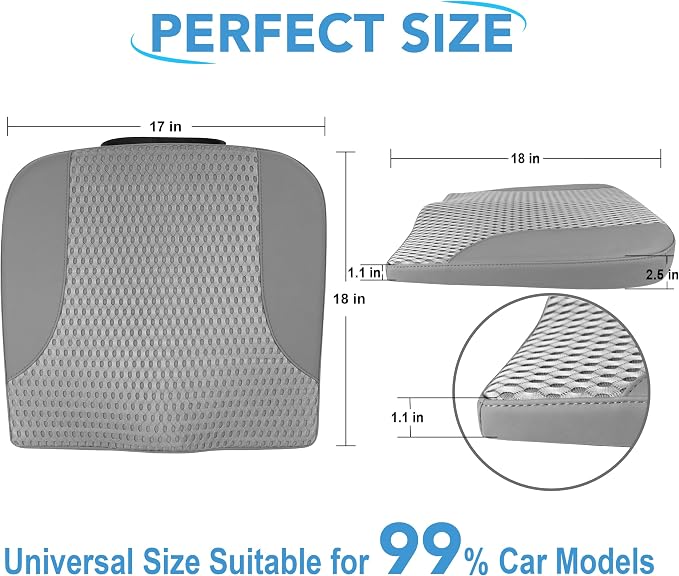 Lofty Aim Car Seat Cushion, Comfortable Memory Foam Seat Pillow for Driving, Sciatica-Back Pain Relief, Cushion for Car-Truck, Office, Wheelchair - Dark Grey
