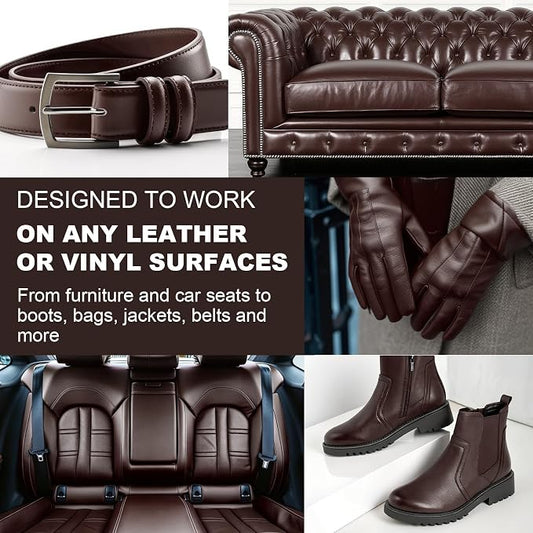 STARTSO WORLD 200Ml Leather Recoloring Balm with 100ML Leather Conditioner, Dark Brown Leather Repair Kit for Furniture, Leather Dye, Leather Scratch Repair, Leather Couch Paint