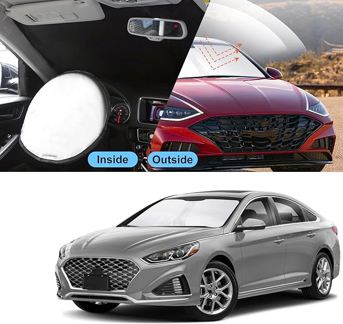 TINGLU Sun Shade for Hyundai Sonata Sedan 2015-2019 Accessories Windshield Sun Shade Window Shade UV Rays Protection Sun Visor Cover with Steering Wheel Sunshade Storage Bag
