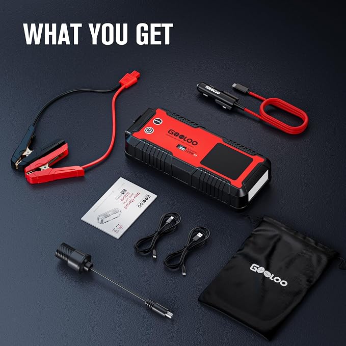 GOOLOO 6000A Jump Starter GT6000 Car Starter with 100W Bi-Directional Fast Charge, Powerful 12V Auto Battery Booster(All Gas & up to 12L Diesel Engine), Supersafe Portable Jump Box for Emergency Use