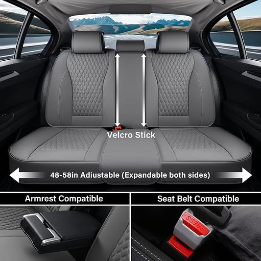 Coverado Leather Seat Covers, Car Seat Covers Full Set, Waterproof Seat Covers 5 Seats, Front and Back Car Seat Protector, Gray Car Seat Cover Universal Fit for Most Cars Suvs Trucks