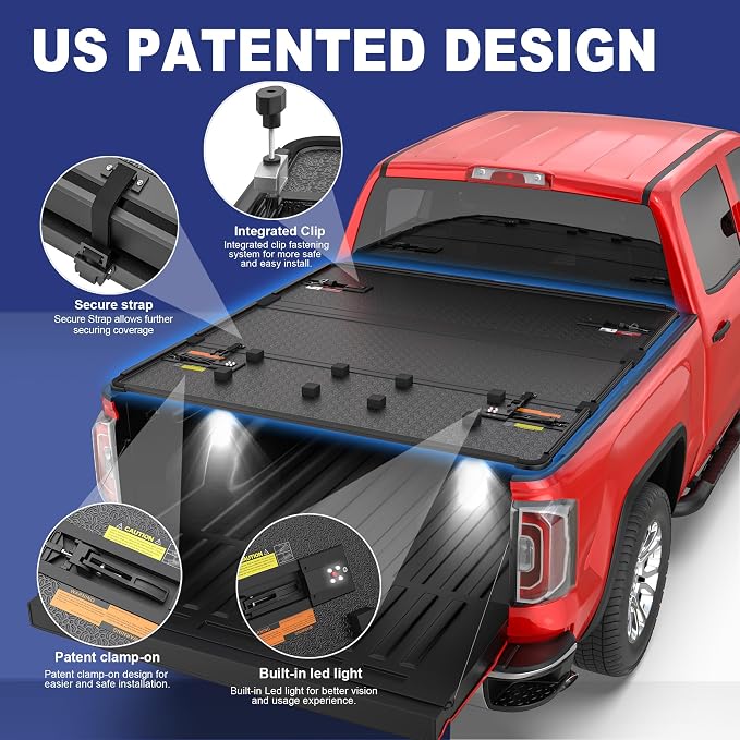 MOSTPLUS Tri-Fold Hard Truck Bed Tonneau Cover On Top Compatible for 2007-2013 Chevy/GMC Silverado Sierra 1500 3 Fold Fleetside Solid 5.8 FT