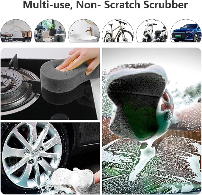 jeseny 5 PCS Car Wash Sponge, High Density Waxing Wiping Car Sponge, Thick Foam Scrubber Kit, Absorbent Eco Friendly Sponges, for Dishes, Tile, Bike, Boat, Kitchen, Household Cleaning (Black)