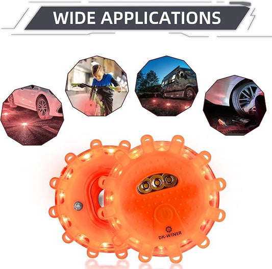 LED Road Flares 6Pack Roadside Emergency car kit Emergency Road Flares Kit with Magnetic Base for Vehicles & Boat | 9 Flash Modes(with Batteries) (12pack rechargeable)