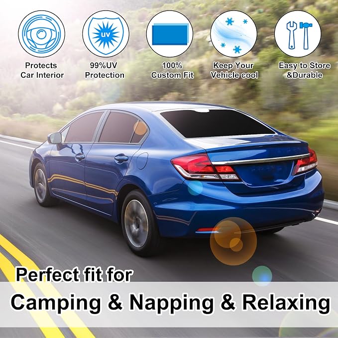 TINGLU Window Shades for Honda Civic 2012 2013 2014 2015 6PCS Accessories Car Side Full Windows Windshield Sun Shade Sun UV Rays & Privacy Protection for Camping,Napping,and Relaxing