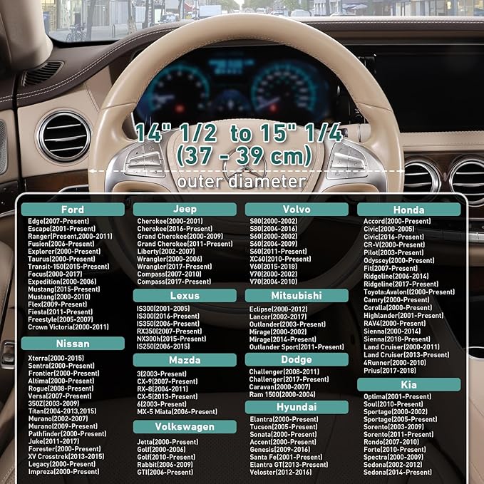 SEG Direct Boho Steering Wheel Cover with Baja Blanket Cloth, Ethnic Style Auto Wheel Cover Made of Coarse Flax, Fits 14 1/2-15 1/4 inches Car Wheel