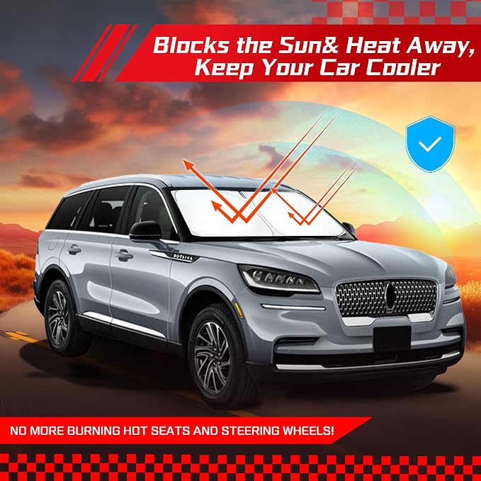 ARISMOTOR Windshield Sun Shade for Lincoln Aviator 2020-2025 2026, Custom Fit Foldable Front Window Sunshade Sun Visor Protector, Block UV Rays Keep Your Car Cooler