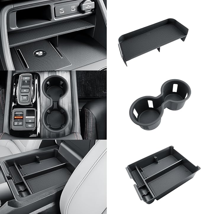 BIBIBO for 2026 Honda Passport Accessories Console Organizer 2026 Honda Passport Center Console Organizer+Cup Holder +Console Armrest Box Organizer Tray 2026 Passport Console Insert Organizer-3Packs