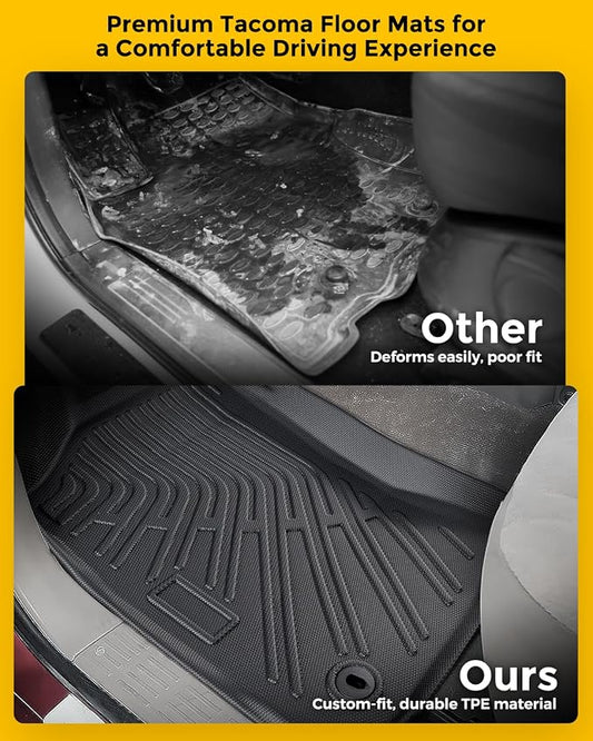 Floor Mats for Toyota Tacoma 1995–2004(Not for Double Cab), All Weather Waterproof Front Floor Liners, Heavy Duty Anti-Slip TPE Truck Interior Accessories 1996 1997 1998 1999 2020 2001 2002 2003