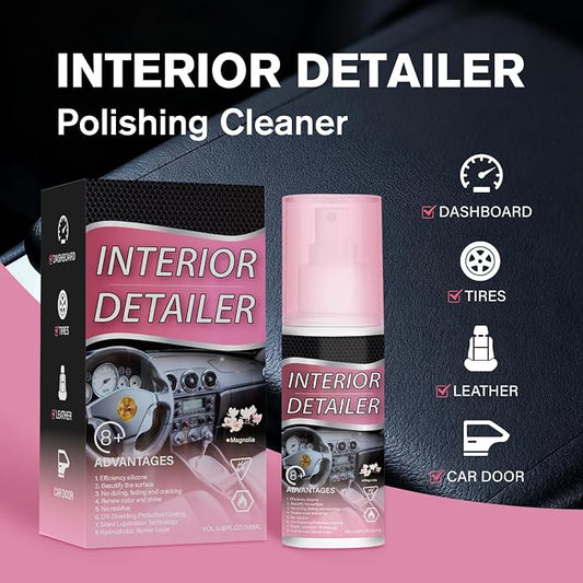 Polishing Cleaner Car Interior Detailer Spray, 2026 Upgrade Car Interior Detailer Spray for Dashboard, Leather & Vinyl with UV Protection, 2Pack(100ml x 2)