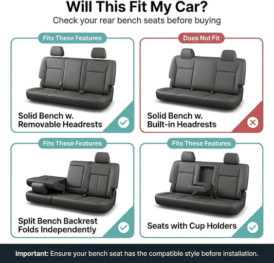 FH Group Automotive Seat Cover Trendy Elegance for Back Seat Blue Car Interior Accessories for SUV, Sedan & Van Universal Fit Combo Rear Seat Cover Split Bench Car Seat Protector for Dogs and Kids