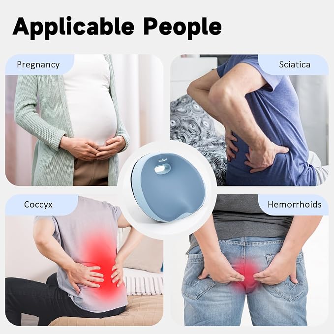 Donut Pillow Seat Cushion with Memory Foam for Tailbone Pain & Sciatica Relief - Ergonomic Hollow Office Chair Pad with Breathable Cover for Home Car Driving