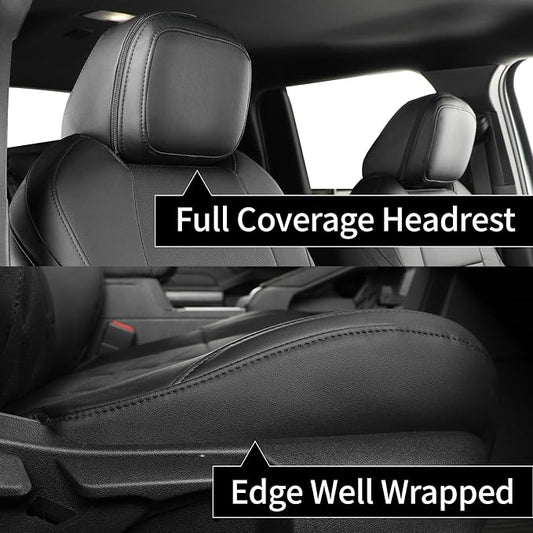 coverdream Front Tacoma Seat Covers for 2024-2026 Toyota Tacoma SR,SR5,TRD Sport,TRD Off-Road,Limited Truck,Fully Covered,Luxury Waterproof Leather Car Seat Protector (Front Row Only,Black & Diamond)