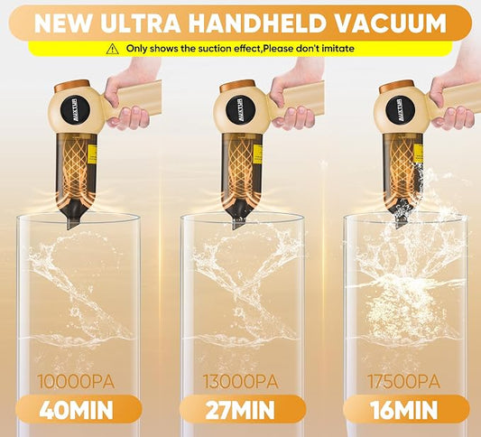 Handheld Vacuum Cleaner Cordless - 18000PA Strong Suction Rechargeable, 3-Speed Adjustable Portable Mini Dust Buster for Pet Hair, Car Detailing, Home, Office & Car Cleaning