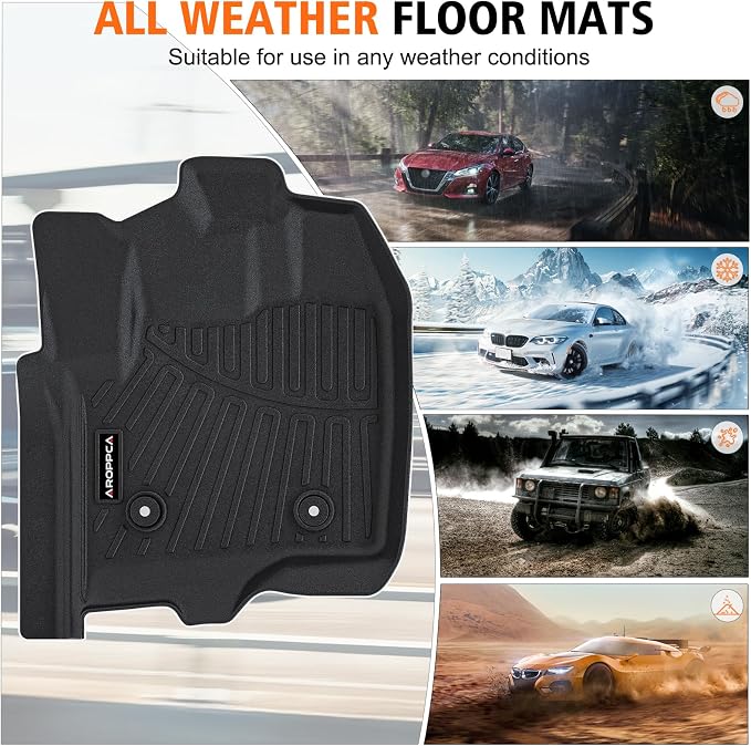 All Weather Car Floor Mats for Ford F250 F350 F450 2012-2016 Super Duty Crew Cab Without Manual Transfer Case Shifter, TPE Rubber Floor Liners Anti-Slip Automotive Mats for F250 F350 Accessories