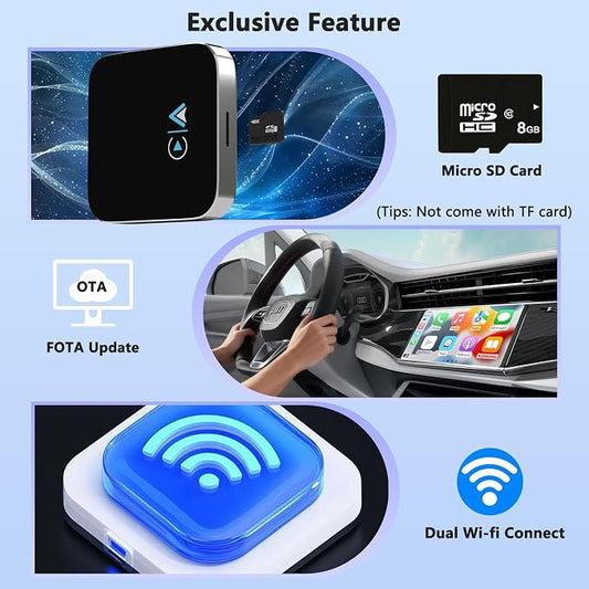 2-in-1 Carplay Wireless Adapter, Wireless Apple & Android Auto Adapter, 2026 Magic Video AI Box Streaming Dongle Support Netflix/YouTube/TF Card, Only Fits for OEM Wired CarPlay Cars