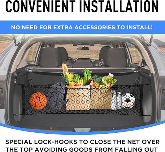 Envelope Style Automotive Elastic Trunk Mesh Cargo Net Accessories for Subaru Impreza 2017 – 2024 & Crosstrek 2018 – 2024 - Premium Trunk Organizers and Storage - Luggage Nets for Vehicles