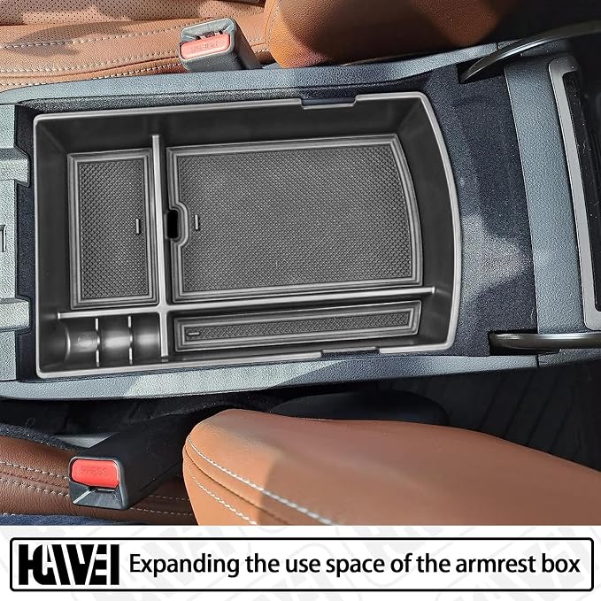 HGWEI Center Console Organizer Tray Compatible with Subaru Ascent 2019-2026 Insert Tray Storage Accessories Armrest Box Secondary Storage, ABS Material Interior Storage Box with Coin Holder, Black