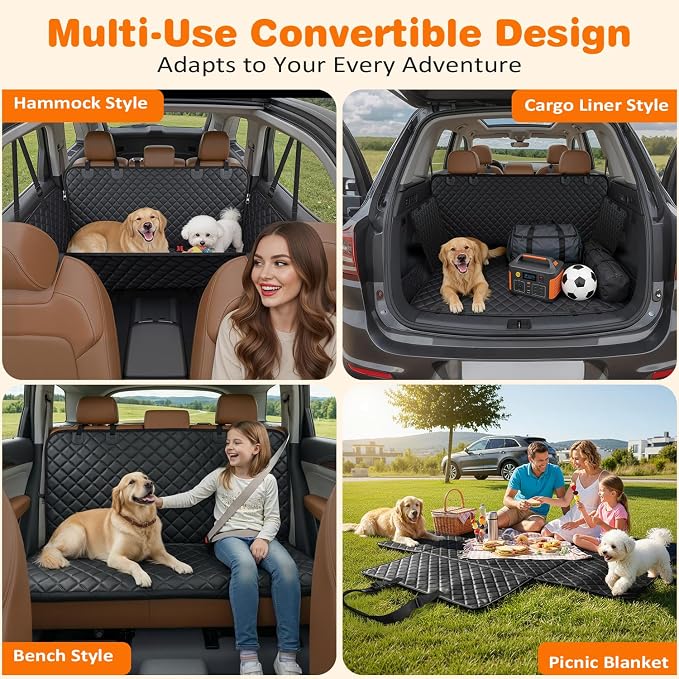 URPOWER 900D Heavy Duty Scratch Proof Dog Car Seat Cover for Pets 100% Waterproof Seat Cover Hammock Nonslip Durable Soft Back Seat Covers for Cars and SUVs
