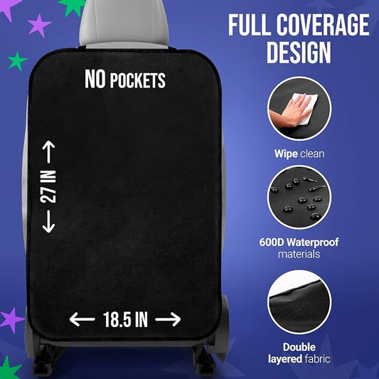 Todays Kids 2 Pack Kick Mats Back Seat Protector - Backseat Car Organizer for Kids, Car Storage Organizer, Back Seat Cars Organizers, Cars Organizers Backs Seats, Travel Accessories, No Pockets