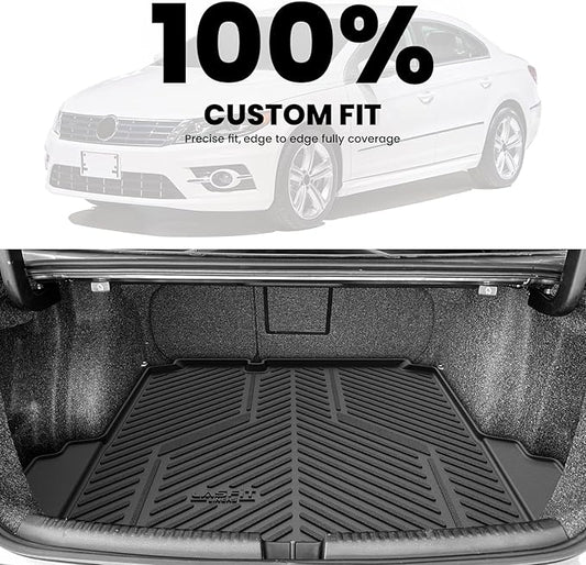 LASFIT Trunk Mat for Volkswagen Jetta 2011-2018, Custom Fit All-Weather TPE Rubber Cargo Mat for VW Jetta Accessories Trunk Liner Cargo Liner, Waterproof, Easy to Clean, Black
