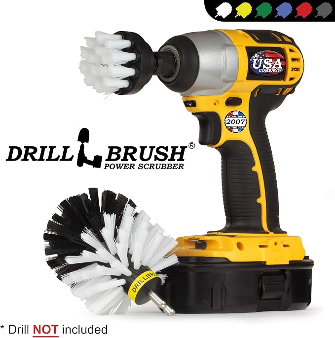 Car, Motorcycle, Truck, Boat - Cleaning Supplies – Drill Brush – Soft White Detailing Brush Kit - Car Wash - Spin Brush - Wheel Cleaner - Interior, Vinyl, Upholstery, Fabric, Leather Seat Cleaner