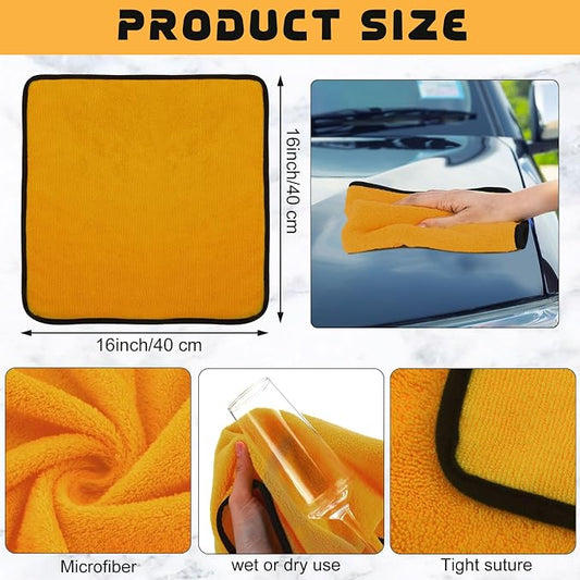 Tallew 100 Pcs Yellow Microfiber Towels: 16"x16" Microfiber Drying Towels Bulk Micro Fiber Car Cleaning Cloth for Cars Drying Washing Polishing Cleaning Household Supplies