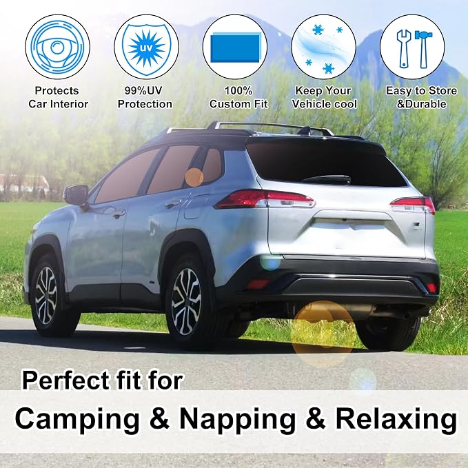 TINGLU Window Shades for Toyota Corolla Cross 2022-2025 2026(Not for Corolla) Accessories Car Side Full Windows Rear Triangular Windshield Sun Shade Sun UV Rays & Privacy Protection for Camping 8PCS