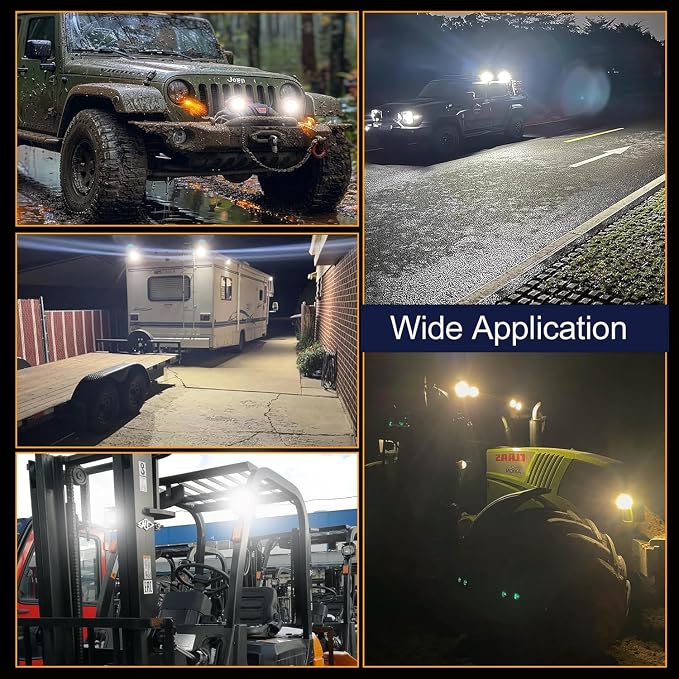 LED Lights Pods,7 inch Off Road 201W Fog 12V 24V Spot Flood Driving Fog Head Back Up Lamps Bars with Wiring Harness for Tractor,SUV,ATV,UTV,Truck 4 Pack