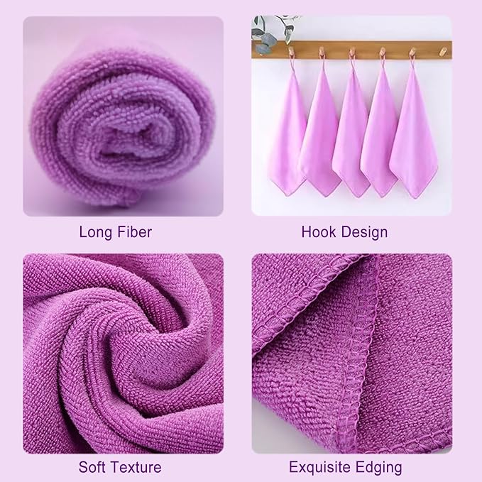 Microfiber Cleaning Cloth Multipurpose Quickly and Easily Clean Windows Mirrors Without Chemicals Wash Clothes for Household Kitchen Boat Car Cleaner Bulk Rags(12"x12") Purple-12 Pack