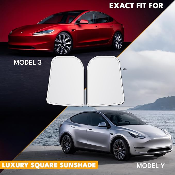 EcoNour Tesla Windshield Sun Shade for Model 3/Y 2017-2026, Foldable Front Window Sunshade Heat & UV Blocker for Tesla Interior Accessories