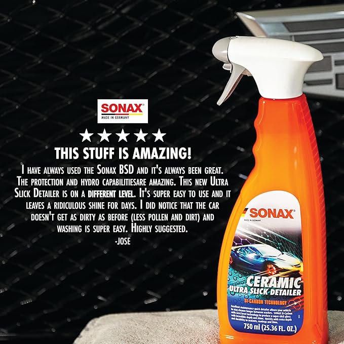 SONAX Ceramic Ultra Slick Detailer | Ceramic Quick Spray Detailer | Si Carbon Ceramic | Durable High Shine Detailer | Slick to the Touch Detailer | Waterless Wash | 750ml | 25.4 fl. Oz. | 268400