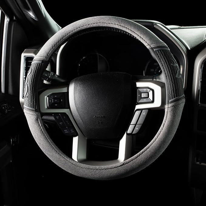 Browning Universal Fit Steering Wheel Cover for Car, Truck, and SUV, Durable Steering Wheel Protection, Chevron (Heather Black SIOC)