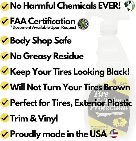 CALIFORNIA CUSTOM Products - Tire & Trim Protectant, Complete The Look of Your Ride While Cleaning and Protecting Your Tires, Exterior Rubber, Plastic Trim and Vinyl. No Oily Film, Perfect for Cars, Truck, Motorcycles and RVs . Keep Your Tires Looking ...