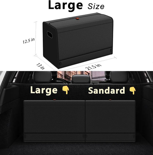 GMQ Car Trunk Organizer for SUV,Car Organizers and Storage with Collapsible Storage, Magnetic Lid Large Capacity for SUV, Truck, MPV (Carbon Black, L-21.5×13×12.5 IN)