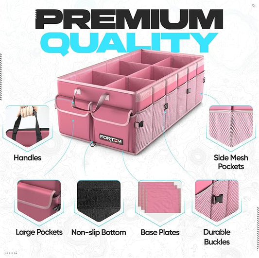 FORTEM Trunk Organizer For SUV Car Trunk Organizer, Foldable Storage, Car Accessories for Women Men, Collapsible Bag, 600D Oxford, Non Slip Bottom, Straps, Soft Cover (85L)