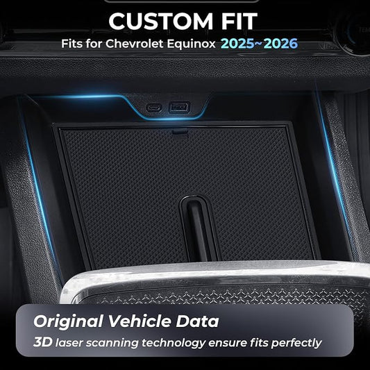 Center Console Organizer Tray for Chevrolet Equinox 2026 2025 (Not for Equinoix EV), Interior Accessories for Under Climate Controls Interior Storage Tray for 2025-2026 Equinox, Black