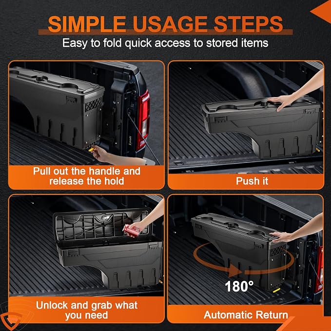 GEARLAST Truck Bed Storage Box Fit for Ford F-250/350 Super Duty 2017-2025 Passenger Side,Right Toolboxs SwingCase