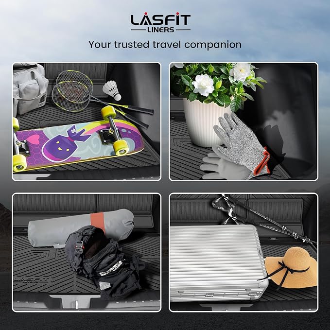 LASFIT Cargo Mat with Backrest Mat for Honda CR-V 2026 2025 2024 2023 Gasoline (Not for Hybrid), All Weather Custom Fit TPE Trunk Mat Trunk Liner Cargo Liner with Seatback Mat (Lower Position)