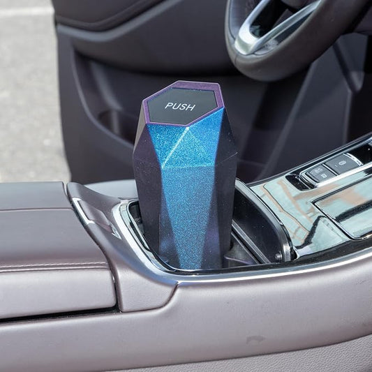 Car Trash Can Portable 3.5" Width 7.9" Height Trash Bin Plastic Gradient Blue 1 Pcs