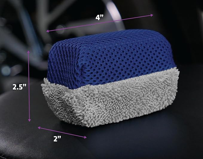 VIKING Tire Shine Applicator Sponges, Multi-Purpose Mesh and Microfiber Applicator Pad for Car Detailing, Blue and Grey, 2 Pack