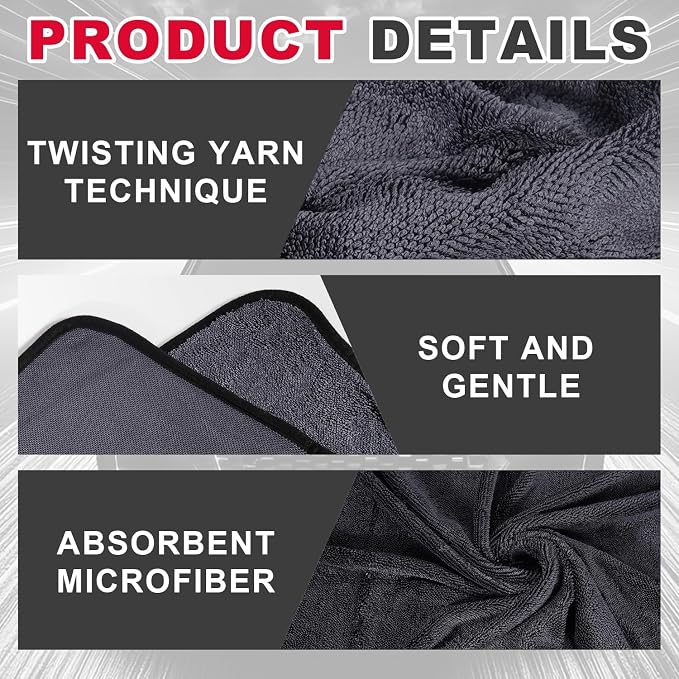 Microfiber Cleaning Cloth, 36"x 24" Extra Large Microfiber Towels, Ultra Absorbent Car Washing Towels, Reusable Lint Free Streak Free Cleaning Rags for Car, Kitchen, and Window, 1300 Washes