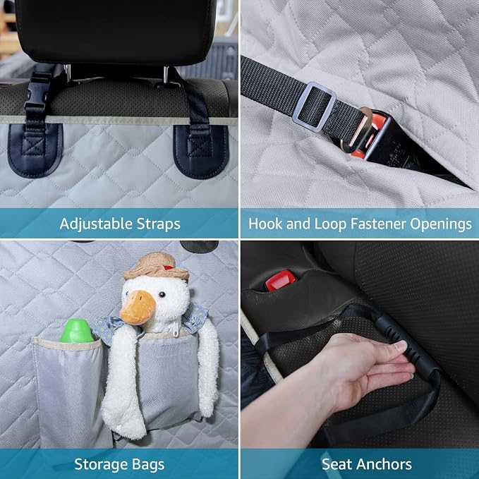 Lassie XL Truck Dog Seat Cover Back Seat with 2 Seat Belts, Dog Car Hammock for Large SUV and Trucks Compatible with F150 F250/Chevrolet Silverado/Ram Pickup/GMC Sierra/Toyota Tundra and Crew Cab