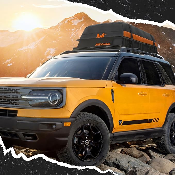 Mockins 50"x36"x4.5" Extendable Car & SUV Rooftop Cargo Carrier 250Lbs Cap | Heavy Duty Roof Rack Basket | Car Topper Luggage Carrier Waterproof & All-Weather Steel Set with Ratchet Straps & Cargo Net