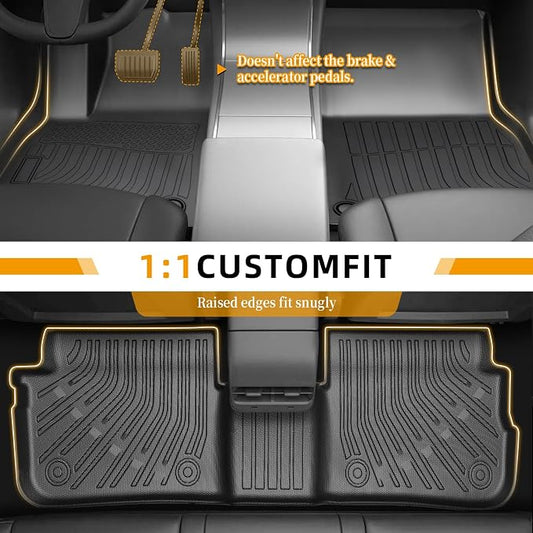 Floor Mats for Audi Q5 & SQ5 2018 2019 2020 2021 2022 2023 2024 2025, TPE 2020 Q5 Floor Mats 1st & 2nd Row & Cargo Liner,Waterproof Summer Winter Non-Slip Floor Liners Car Accessories